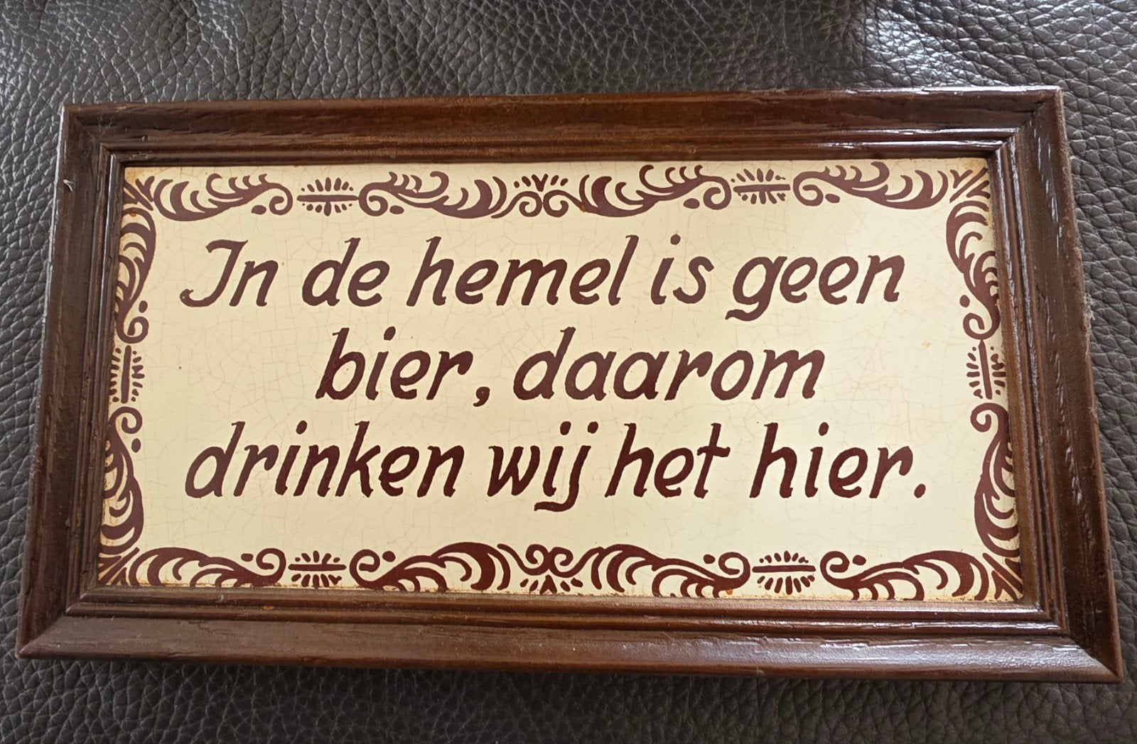 Nostalgisch houten bord: "In de hemel is geen bier...", Maison & Meubles, Accessoires pour la Maison | Tableaux à écrire & Proverbes