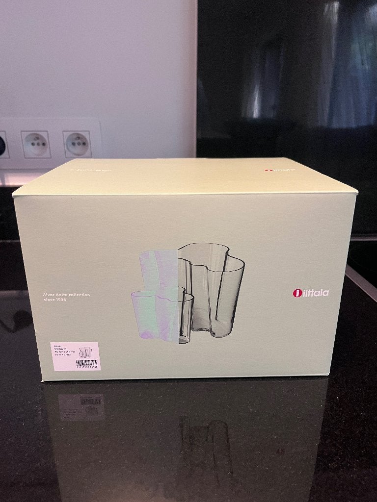 Iittala Alvar Aalto Vaas 160mm + Vaas 95mm Helder, Ophalen, Zo goed als nieuw, Transparant, Glas