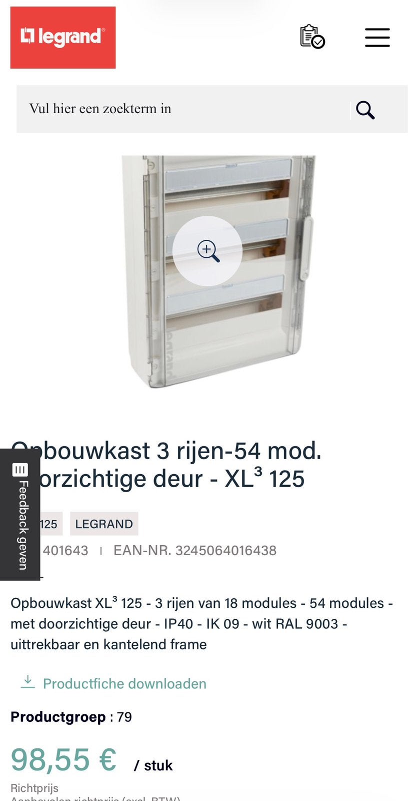 Opbouw zekeringkast 54 modules, Doe-het-zelf en Bouw, Elektriciteit en Kabels, Ophalen, Nieuw
