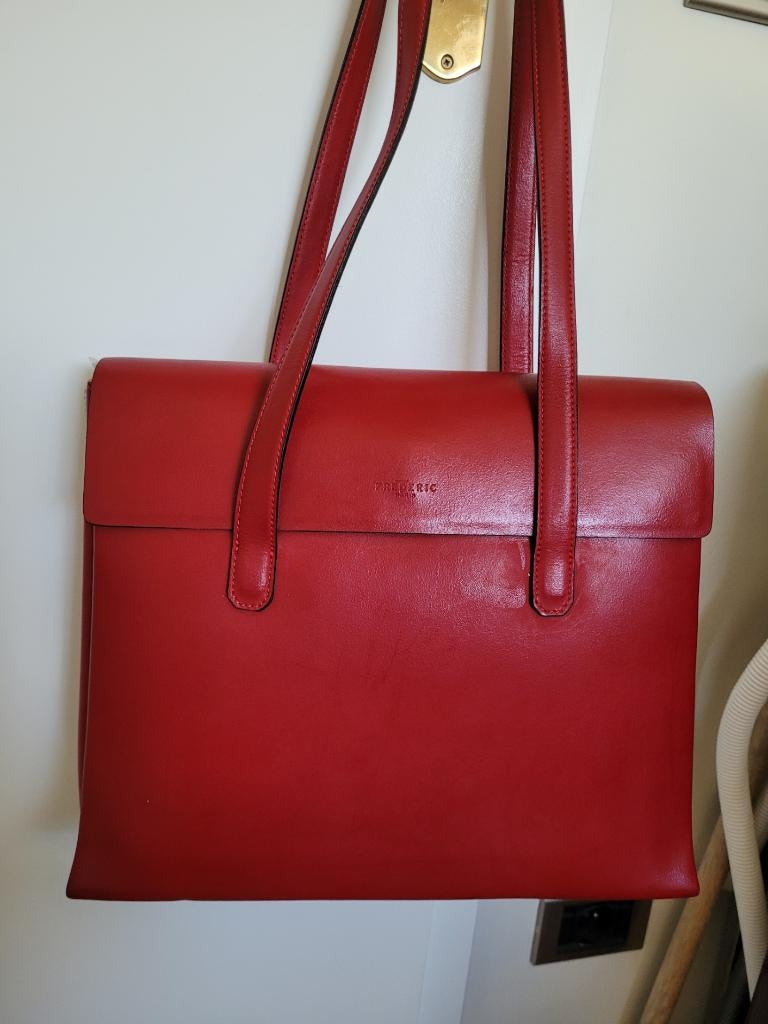 Sac dame rouge Frederic Paris, Zo goed als nieuw, Leer, Rood, Ophalen