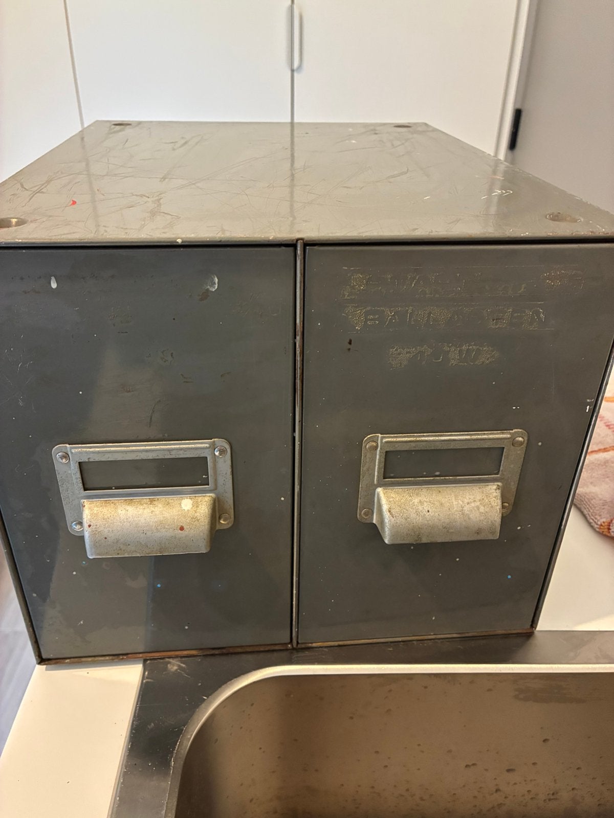 Vintage ijzeren schuiven, Ophalen, Minder dan 50 cm, Gebruikt, 1 of 2 laden