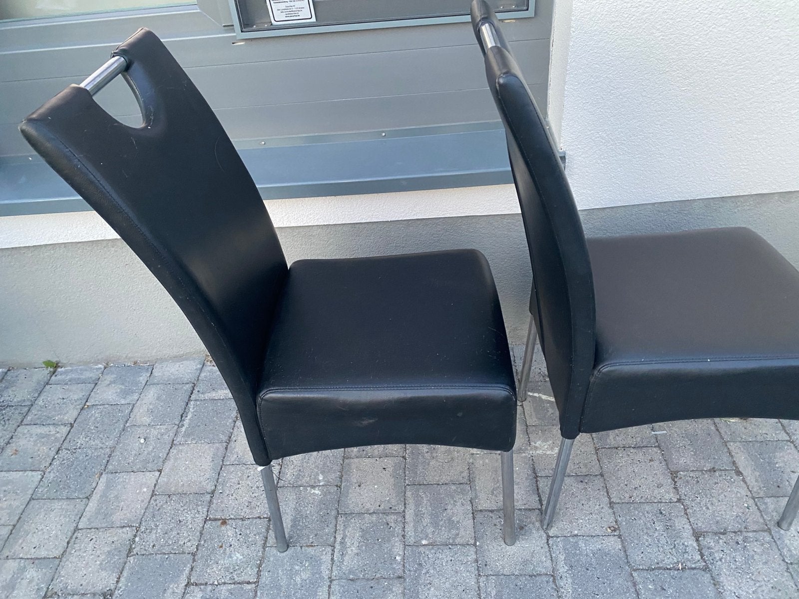 Chaises en Skaï, Maison & Meubles, Chaises, Enlèvement, Utilisé, Noir, Deux