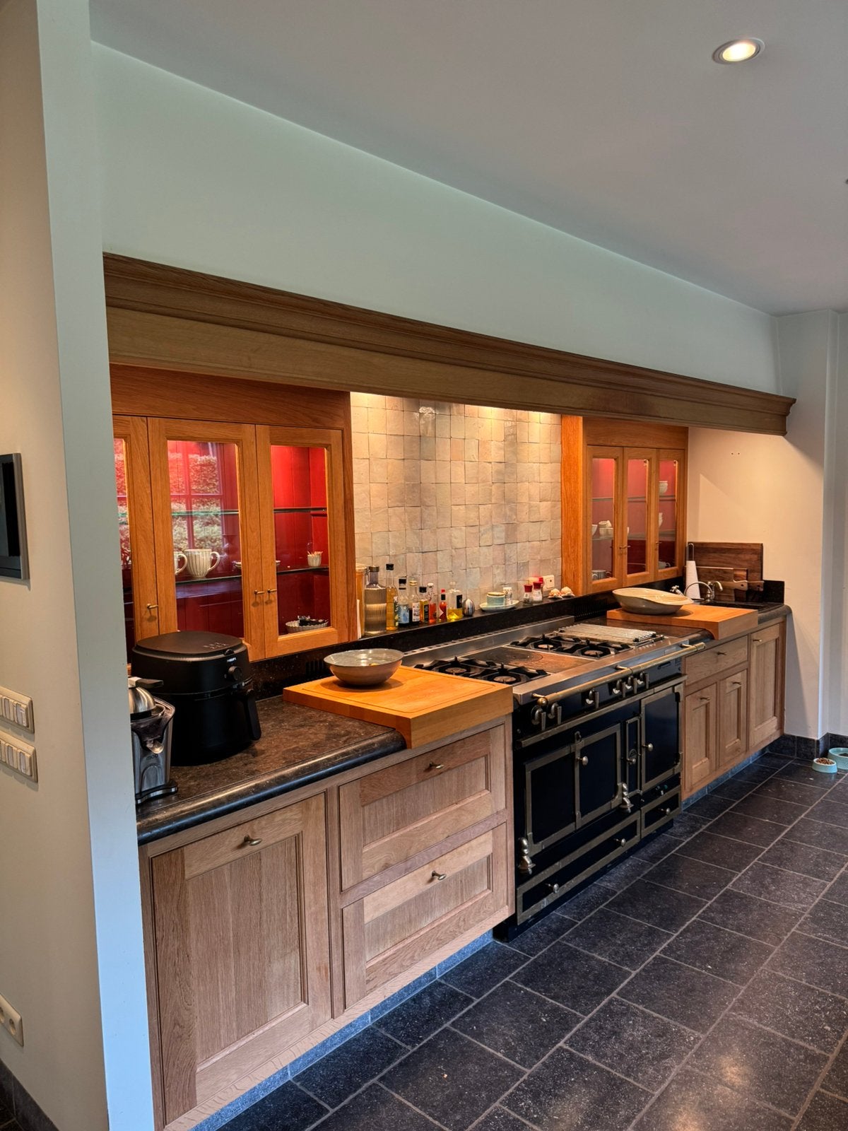 Keuken volle eik, Huis en Inrichting, Ophalen, Zo goed als nieuw, Graniet of Steen, Dubbelwandige keuken
