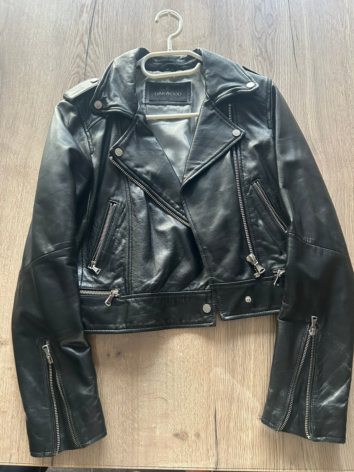 Zwart lederen jacket Oakwood mt: medium, Kleding | Dames, Jassen | Zomer, Ophalen of Verzenden, Gedragen, Zwart