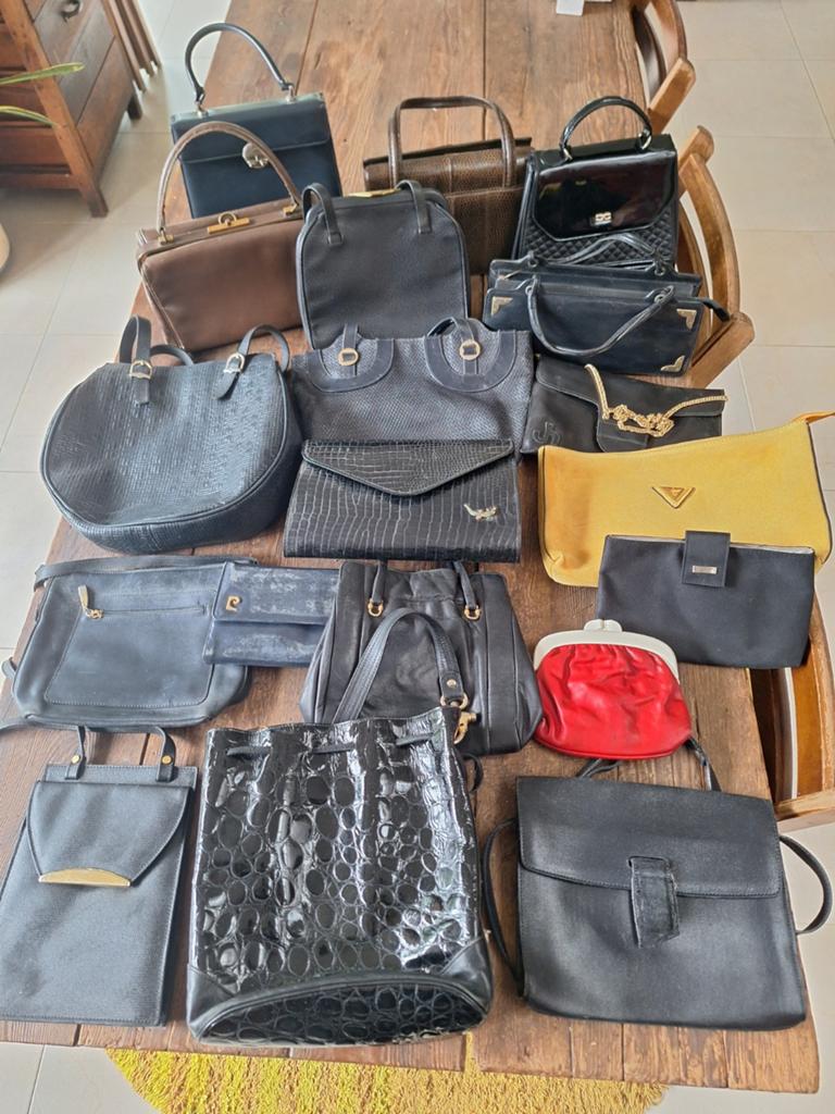 Lot de 19 sacs à main vintage en cuir, Enlèvement ou Envoi, Sac à main