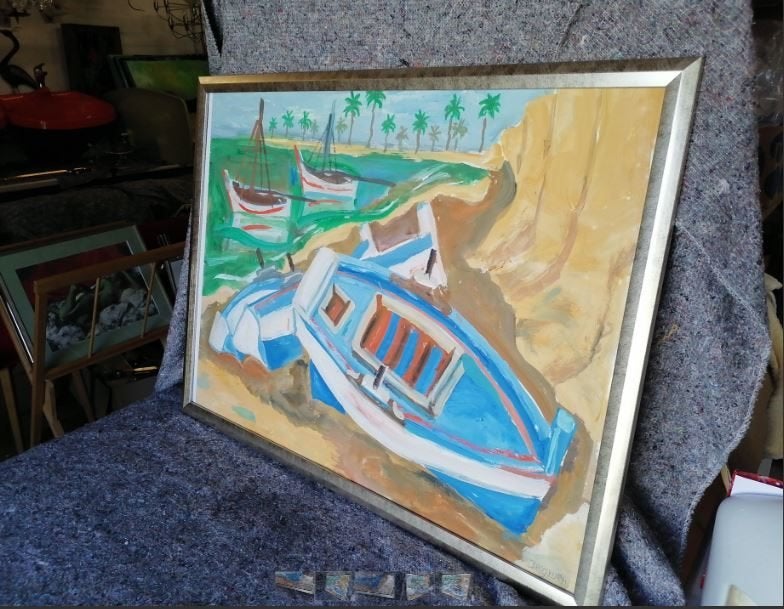 vintage werk op papier  Modernist Dellgruen F. 1901-1984, Antiquités & Art, Art | Peinture | Moderne, Autres techniques, Enlèvement