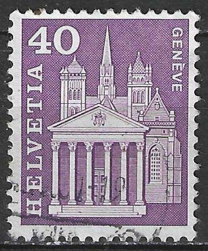 Suisse 1960-1963 - Yvert 650 - Cathédrale de Genève (ST), Timbres & Monnaies, Timbres | Europe | Suisse, Envoi, Affranchi