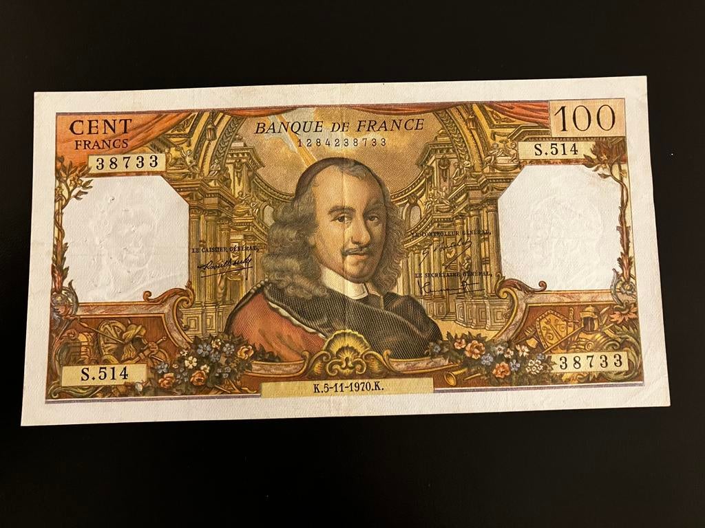 100 francs Francia 1970 - Pierre Corneille, Enlèvement ou Envoi, France