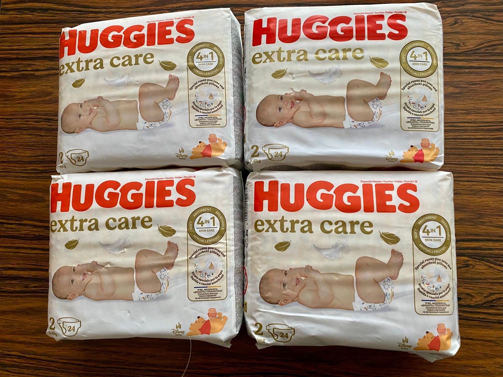 4 pakken Huggies maat 2, 3 -6 kg, Ophalen of Verzenden, Nieuw, Overige typen, Overige merken