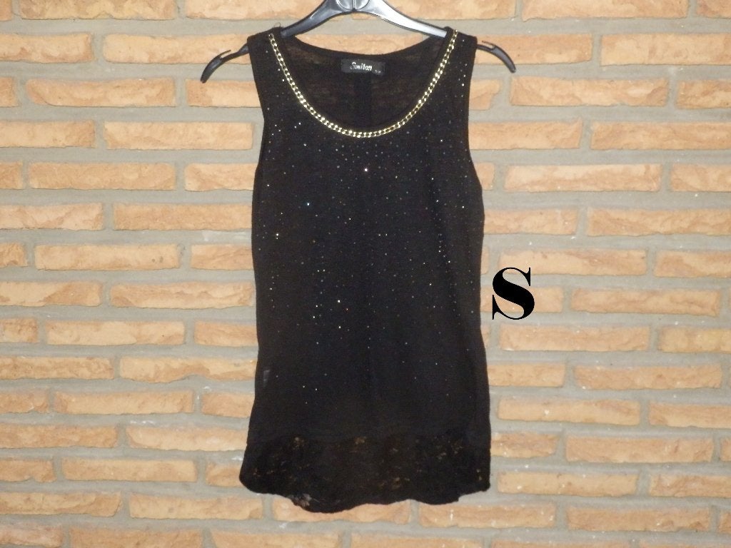 (150)- top femme t.S noir - smiton -, Kleding | Dames, Topjes, Zwart, Ophalen of Verzenden, Zo goed als nieuw, Smiton