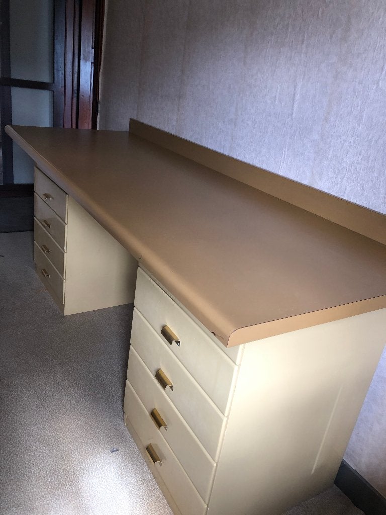 Table de travail/laboratoire avec tiroirs, Autres marques, 230 cm, Autres types, Vintage