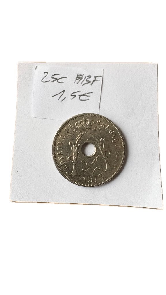 ALBERT I: 25 CENT 1913F (2), Postzegels en Munten, Munten | België, Ophalen of Verzenden