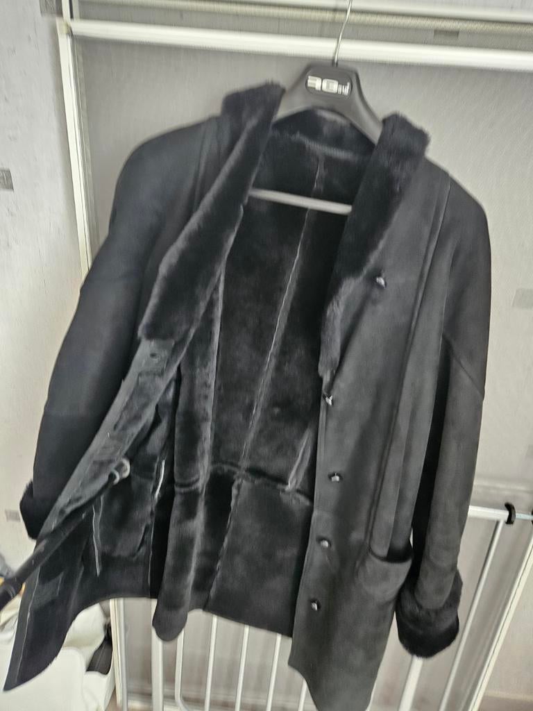 Prachtige mantel in mouton retoune l-zwart-lengte ong 1m-, Op maat gemaakt, Ophalen, Nieuw, Zwart