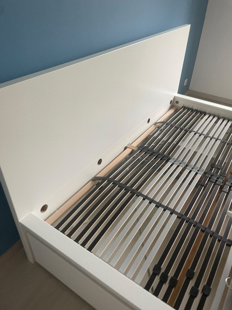Lit 180 Malm avec 2 sommiers et rangements, Maison & Meubles, 210 cm, Comme neuf, Enlèvement, 180 cm
