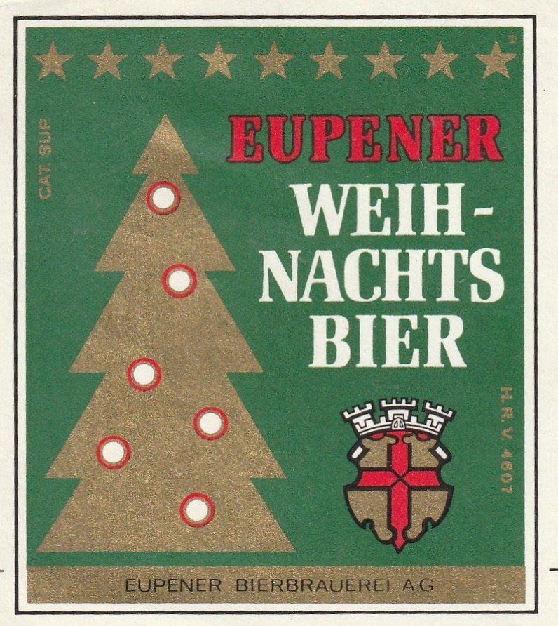 bieretiket België Eupener Bierbrauerei Eupen :Weihnachtsbier, Collections, Envoi, Utilisé, Autres types, Autres marques