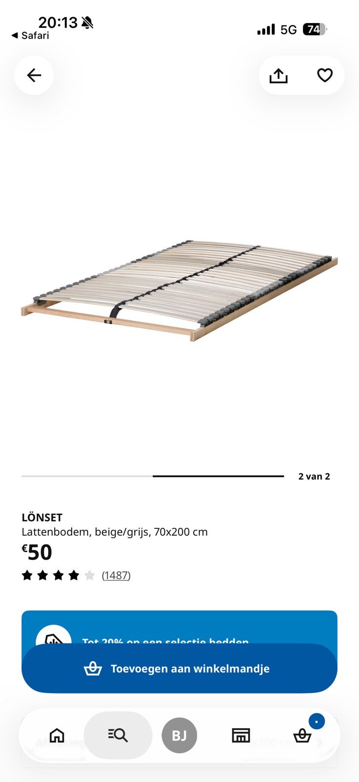 Lonset lattenbodem Ikea, Huis en Inrichting, Slaapkamer | Matrassen en Bedbodems, Ophalen, Gebruikt
