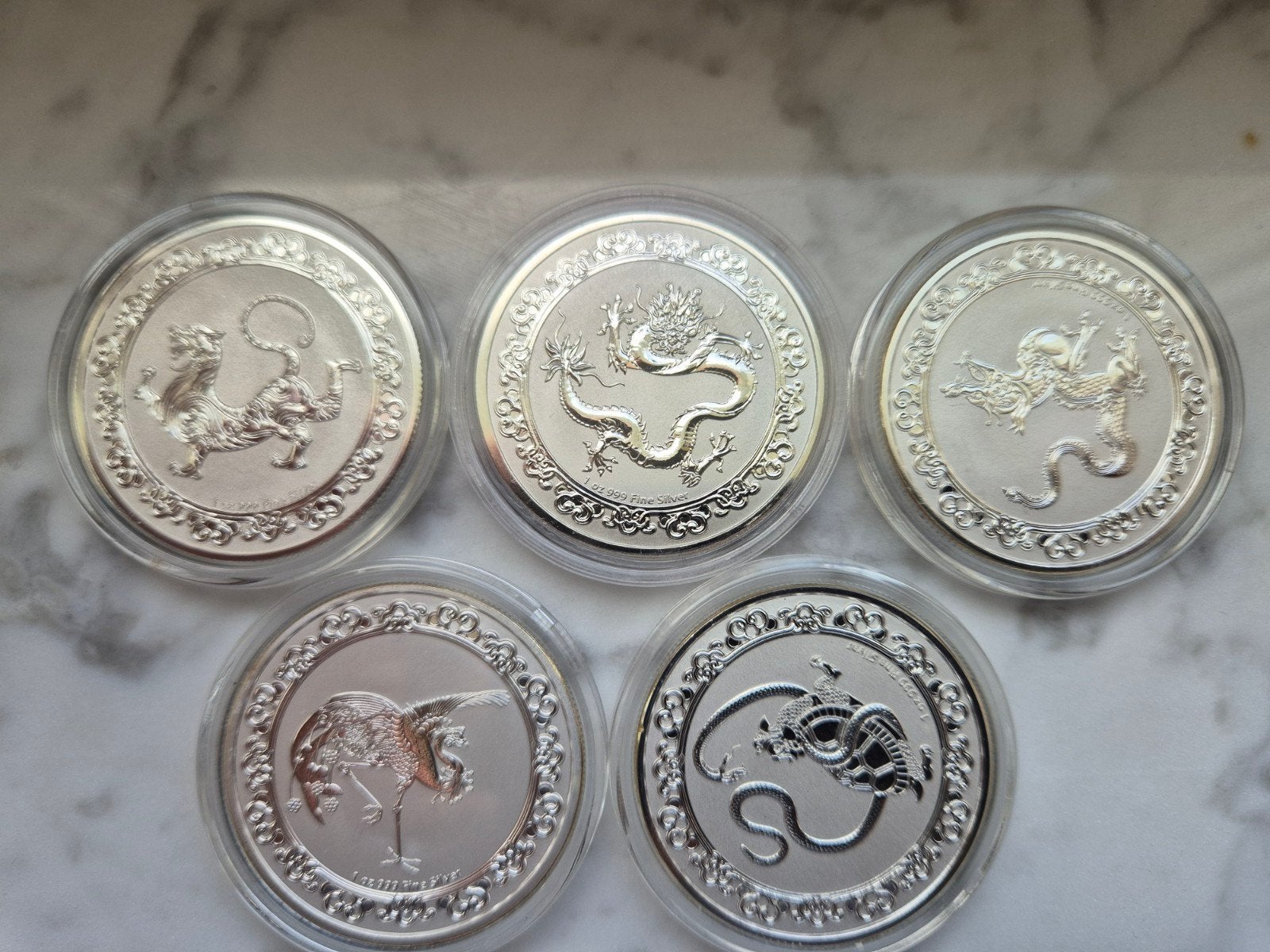 5x 1oz 999 silver - Niue: Celestial Animals series, Enlèvement, Argent