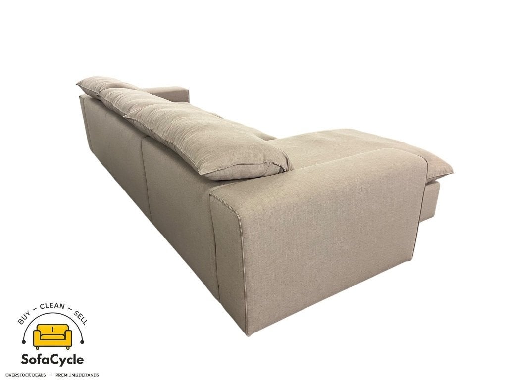 Chaise d'angle en tissu taupe avec coussins supérieurs, Neuf, Enlèvement ou Envoi, SofaCycle VOF, Info@sofacycle.be
