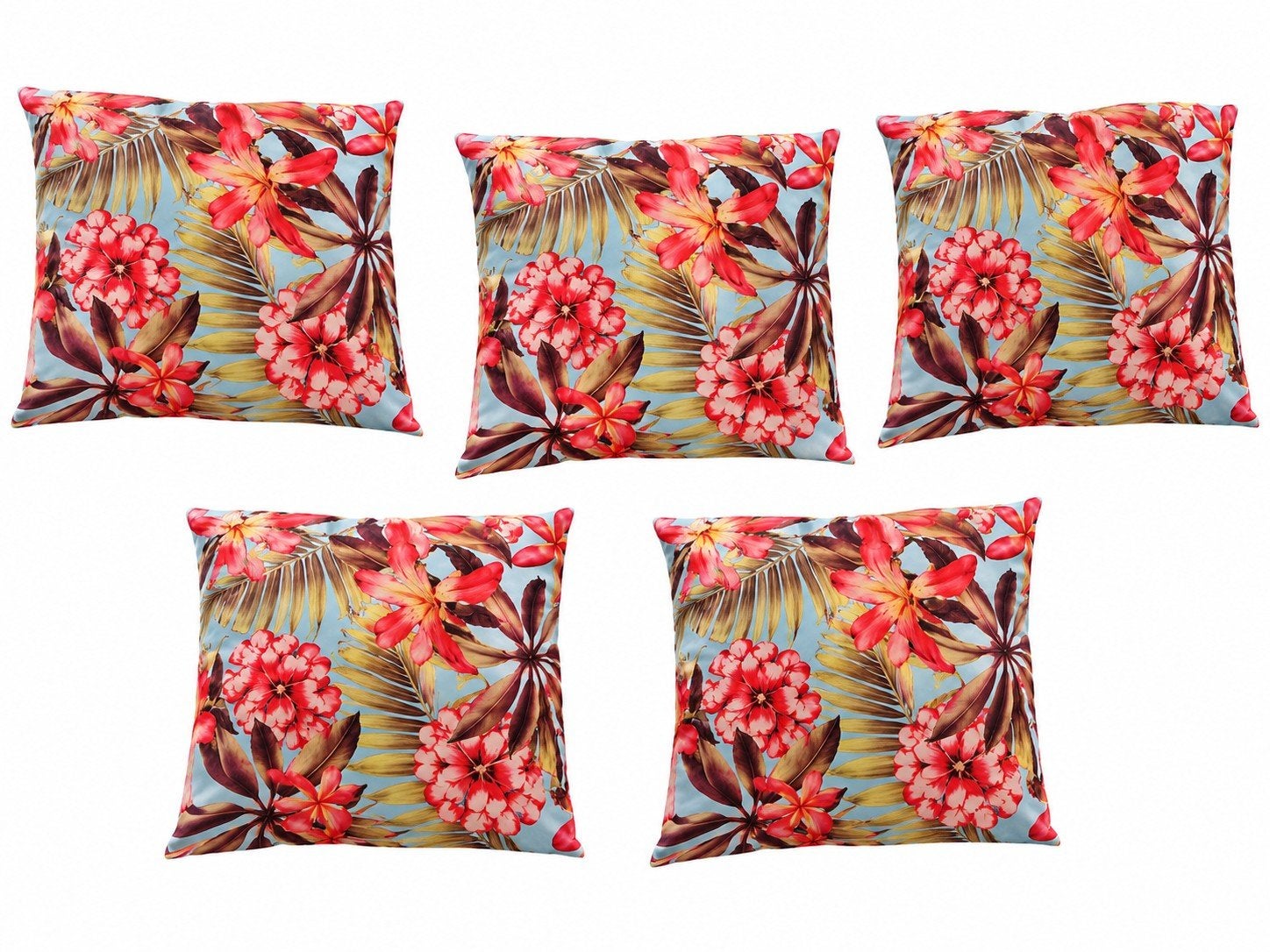 5 sierkussens met tropische bloemenprint – 45 x 45 cm, Huis en Inrichting, Woonaccessoires | Kussens, Ophalen, Zo goed als nieuw