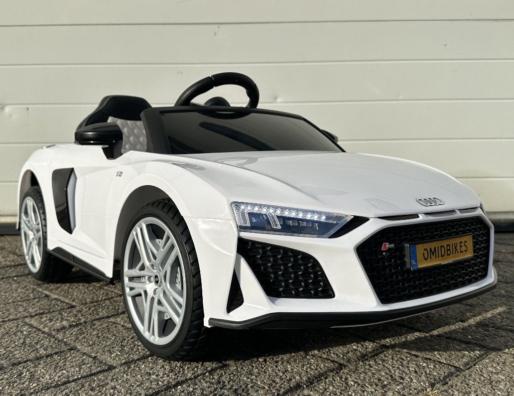 Audi R8 12v wit Afstands. / Bleutooht / Leder en Rubberband, Kinderen en Baby's, Ophalen of Verzenden, Nieuw