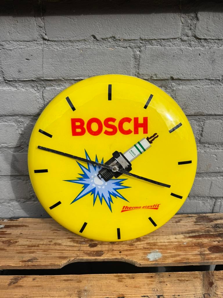Oude BOSCH Bougie reclame klok, Verzamelen, Ophalen, Gebruikt, Reclamebord