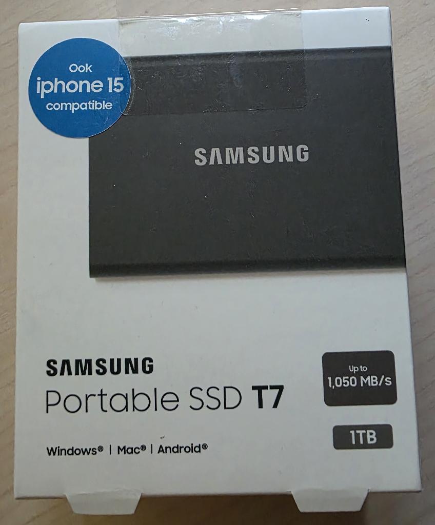 Samsung SSD T7 1TB, Computers en Software, Harde schijven, Ophalen, SSD, Nieuw, Samsung