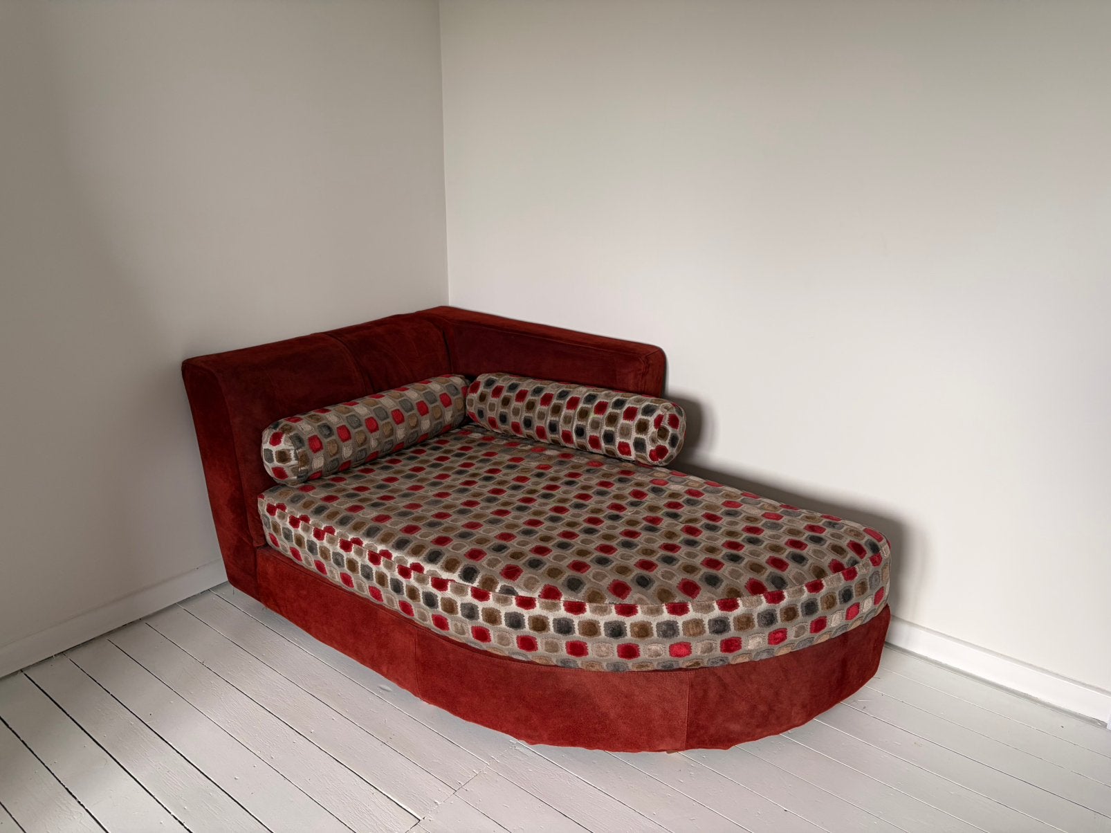 Méridienne Roche Bobois - daim terracotta et velours, 150 cm ou plus, Banc d'angle, Moins de 150 cm, Enlèvement