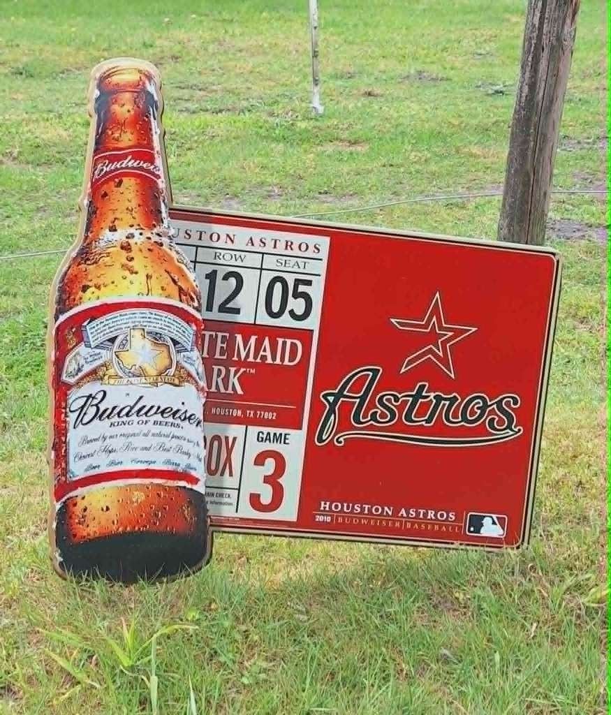 Budweiser Houston Astros reclamebord - Uniek Item., Verzamelen, Ophalen, Gebruikt, Reclamebord