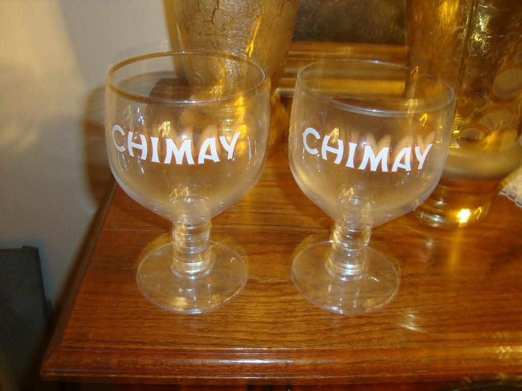 6 Chimay glazen., Verzamelen, Ophalen, Gebruikt