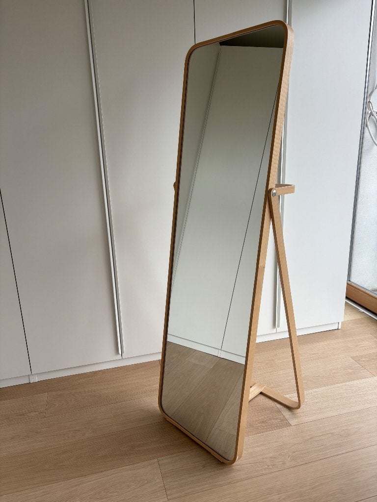 Spiegel staand 167x52cm kader van es, Ophalen, Zo goed als nieuw, 150 tot 200 cm, Rechthoekig