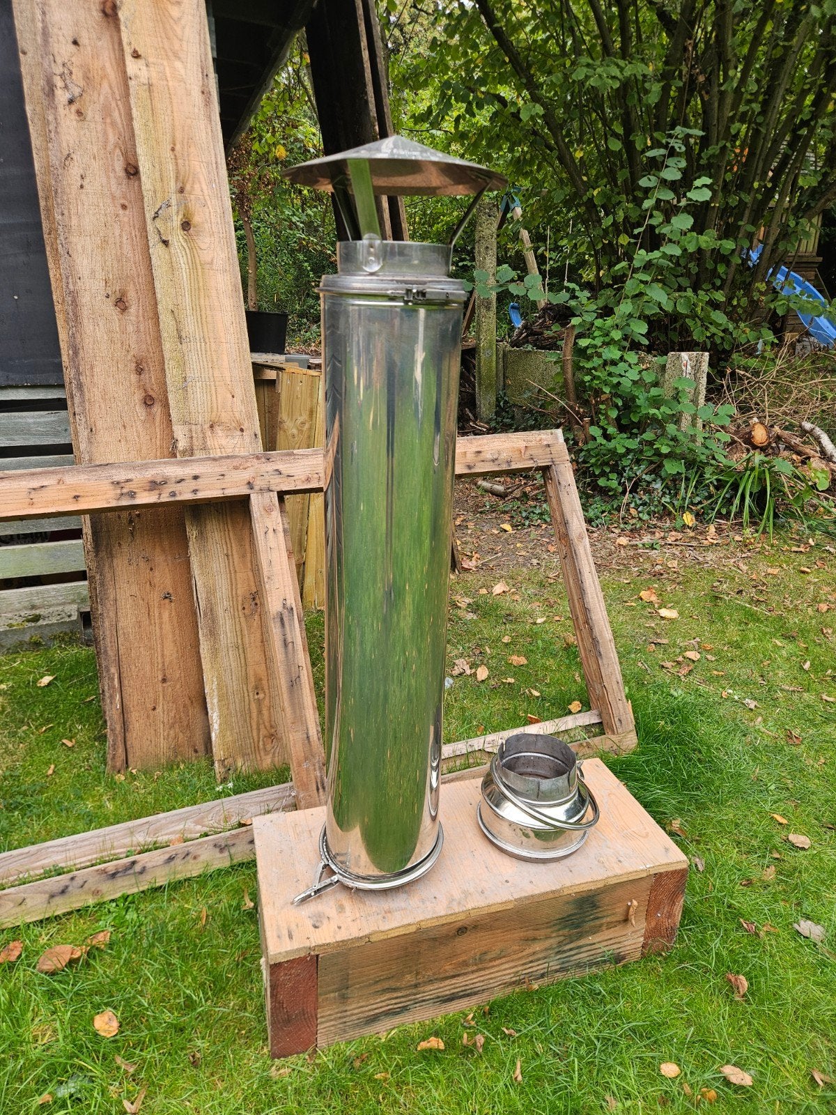 Dubbelzijdige kachelpijp 150mm + hoed, Doe-het-zelf en Bouw, Ophalen