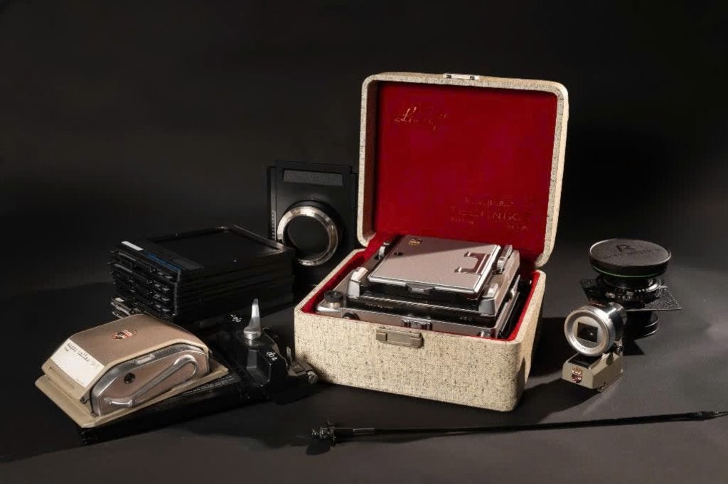Linhof Super Technika 4x5" inch + accessoires, Ophalen, Gebruikt, Overige Merken