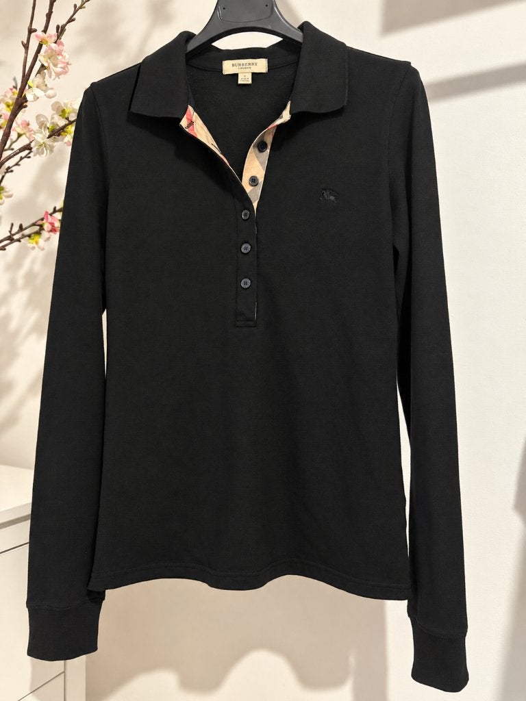Burberry London zwarte polo longsleeve Nieuwstaat – maat S, Kleding | Dames, Ophalen, Maat 36 (S), Zwart
