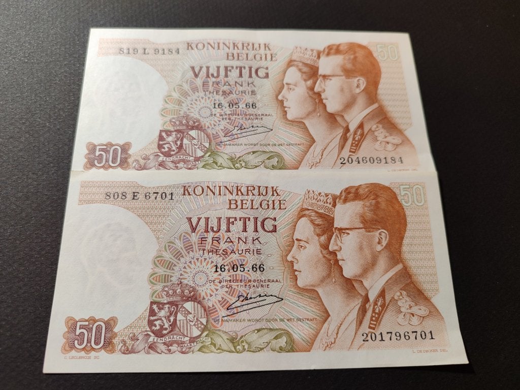 5x 50 frank, Postzegels en Munten, Bankbiljetten | België, Verzenden, Setje