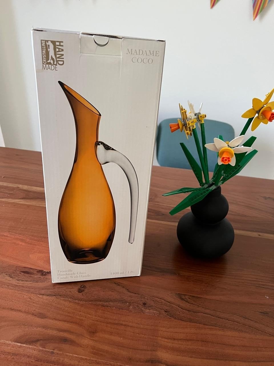 Madame Coco / Carafe en verre artisanale, Maison & Meubles, Accessoires pour la Maison | Vases, Enlèvement ou Envoi, Neuf, Jaune