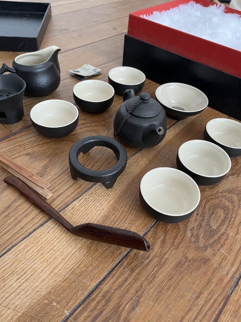 Service à thé chinois + plateau à thé, Neuf, Service complet, Asiatique, Poterie