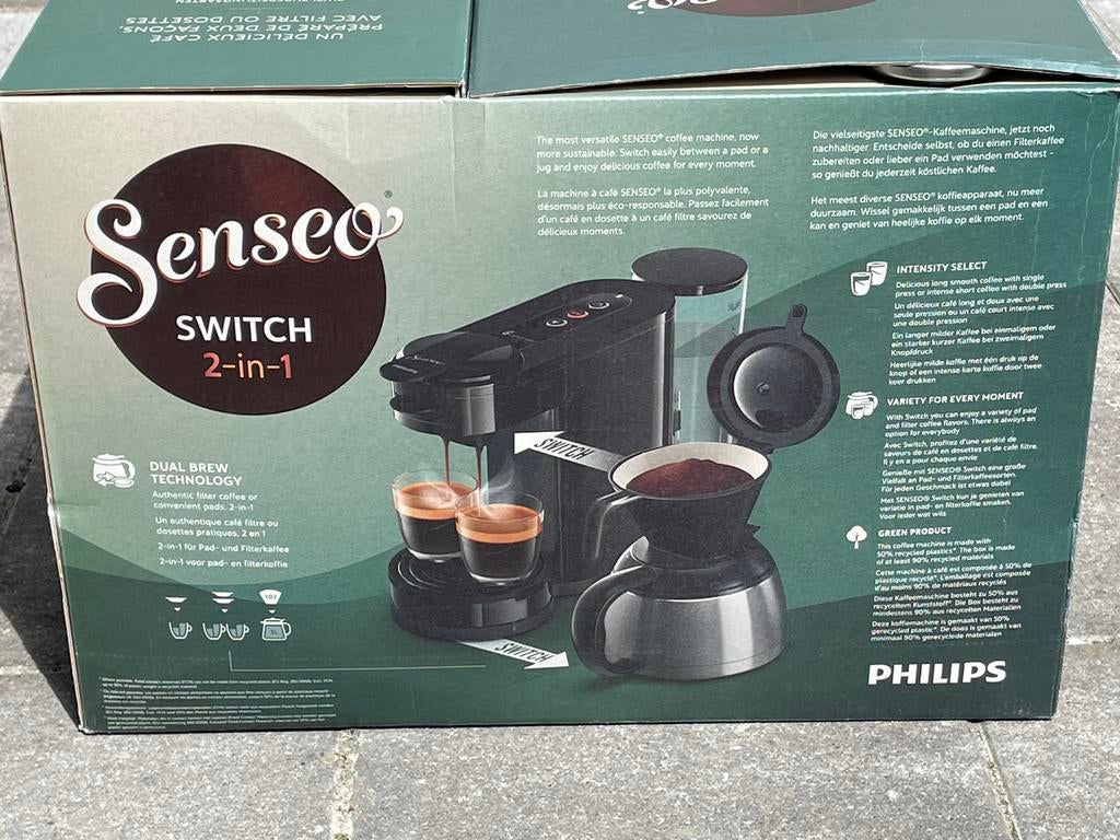 Senseo switch 2-in-1, Elektronische apparatuur, Koffiezetapparaten, Ophalen, Koffiepads en cups, 2 tot 4 kopjes, Koffiemachine