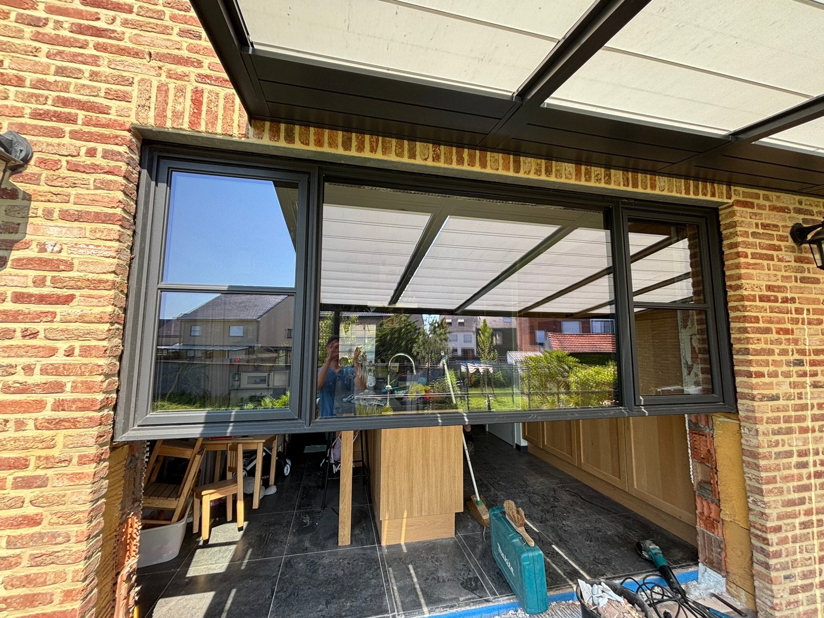 Raam alu Steellook draai-kiep 3060 mm x 1230 mm U 1,48 W/mik, Ophalen, Gevelraam of Ruit, 120 tot 160 cm, Zo goed als nieuw