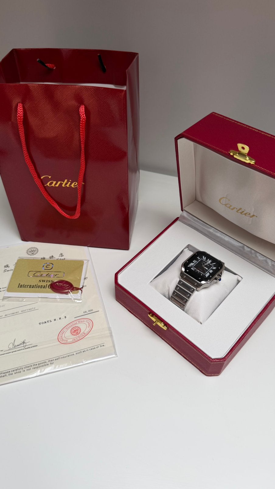Montre Cartier Santos de Cartier noire 40 mm, Enlèvement ou Envoi, Étanche, Neuf, Noir