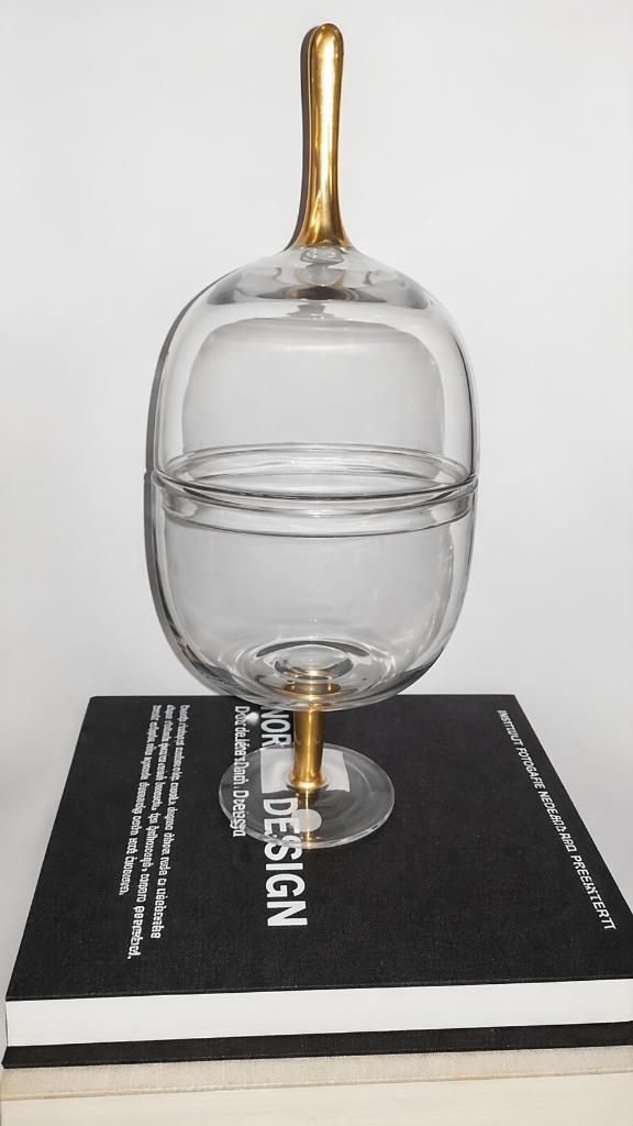 J-Line glazen stolp met gouden detail, Ophalen of Verzenden, Zo goed als nieuw