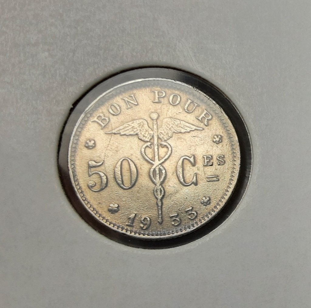 België - 50 cent - 1933 fr. (Ref 062), Ophalen of Verzenden, Metaal, Losse munt