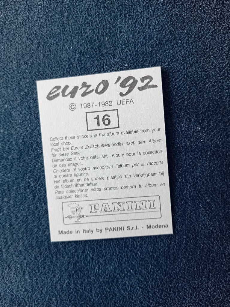 panini sticker EURO 92 nr 16, Collections, Enlèvement ou Envoi, Neuf, Sport