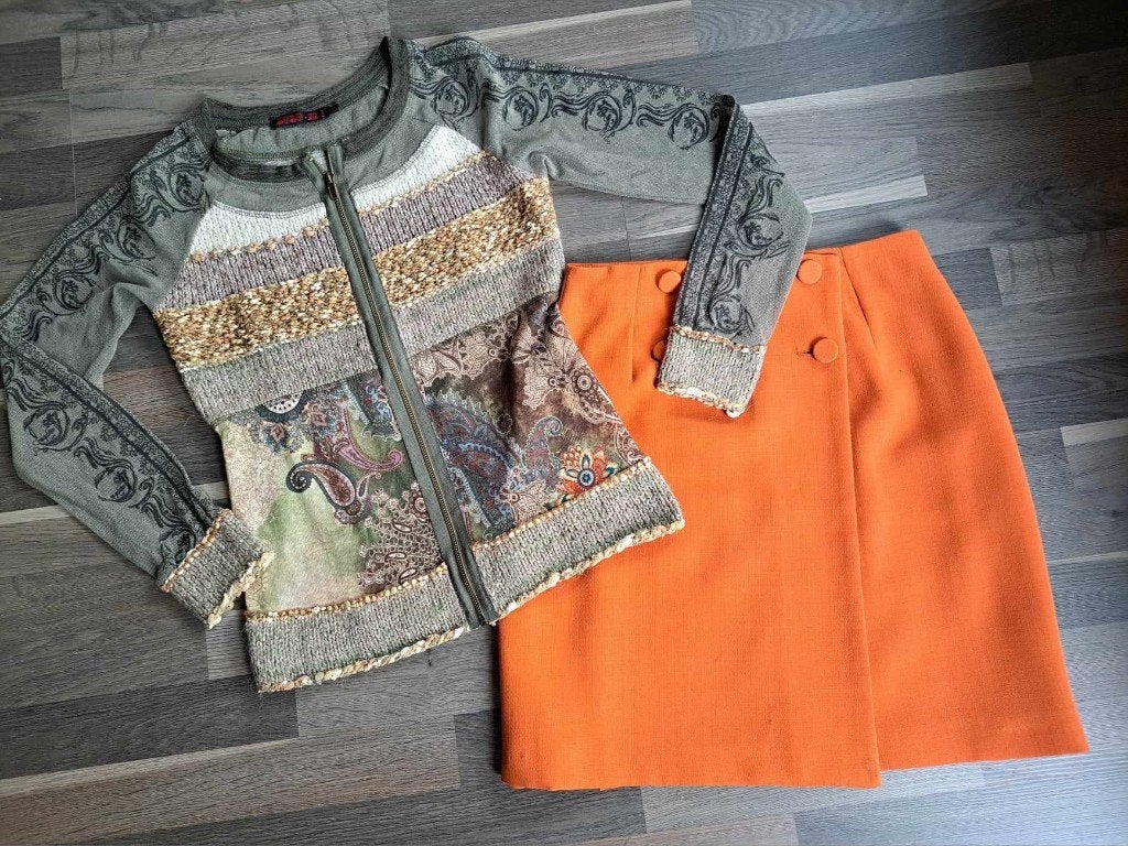 Rok Maison 123, blouse Twinset, of Lulu H, Mt S, of pakket, Kleding | Dames, Rokken, Zo goed als nieuw, Maat 36 (S), Oranje, Boven de knie