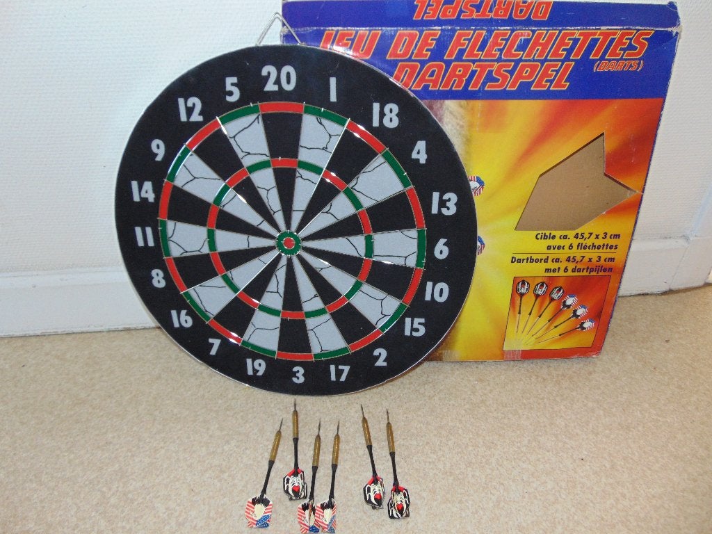 Dubbelzijdig dartbord 45,7 cm, Ophalen, Gebruikt, Dartbord