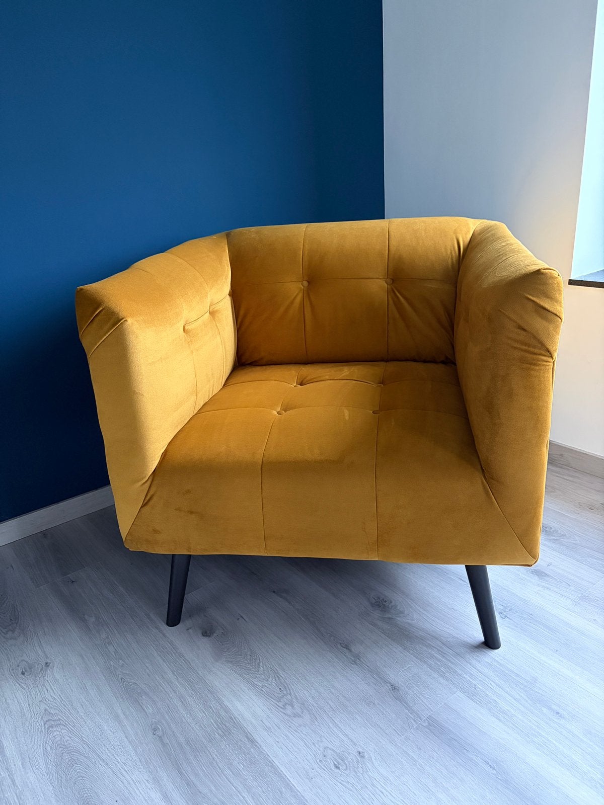 Bobochic paris - design eenzit - velour oker, Maison & Meubles, Fauteuils, 75 à 100 cm, Comme neuf, Enlèvement, 75 à 100 cm