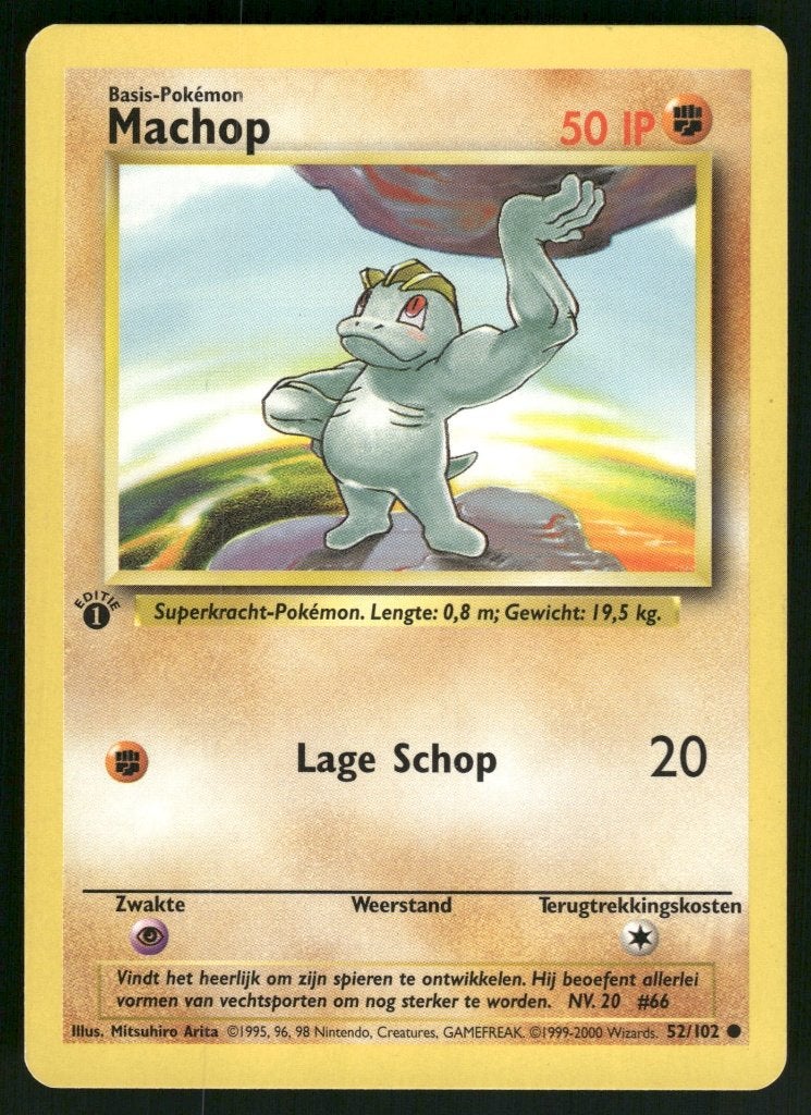 Machop 52/102 - Base (1st edition) (NL) (NM), Verzenden, Gebruikt