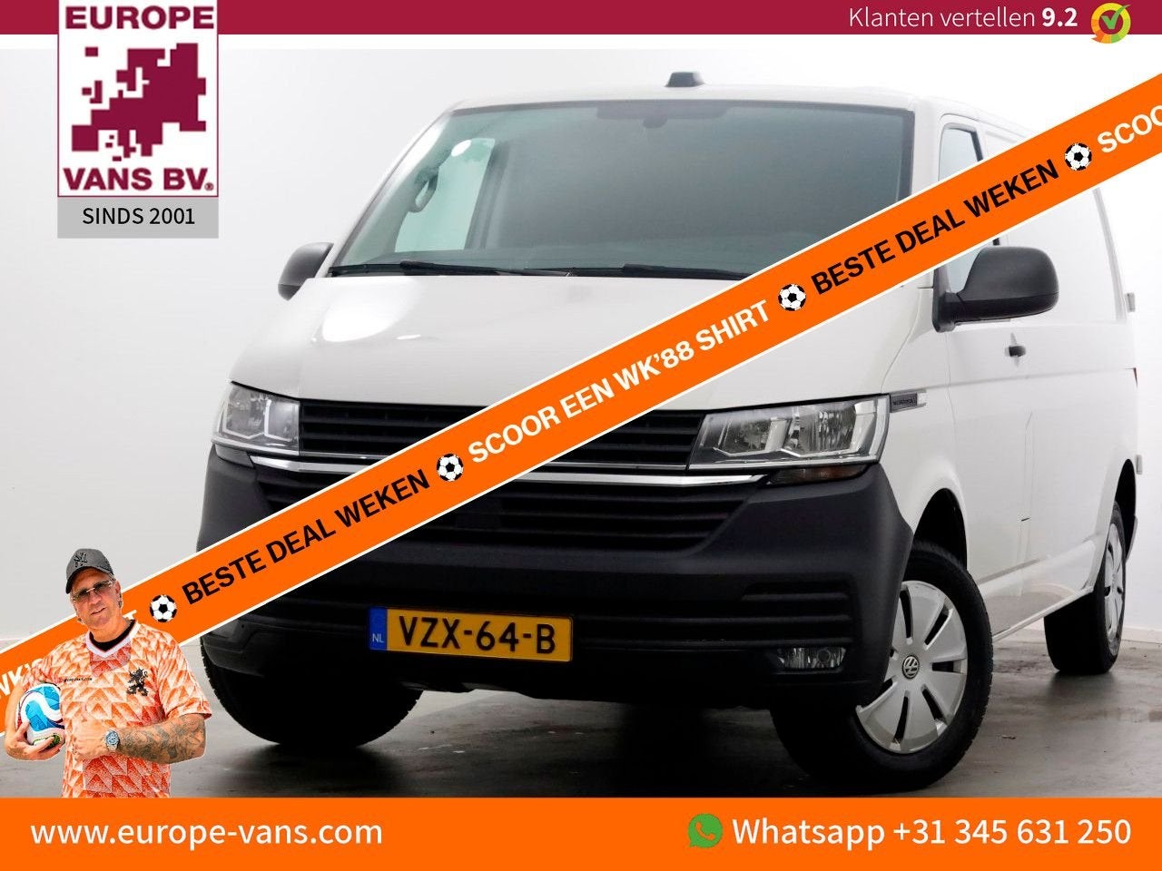 Volkswagen Transporter T6.1 2.0 TDI 110pk Lang Comfortline A, Auto's, Bestelwagens en Lichte vracht, Parkeersensor, Wit, Bedrijf