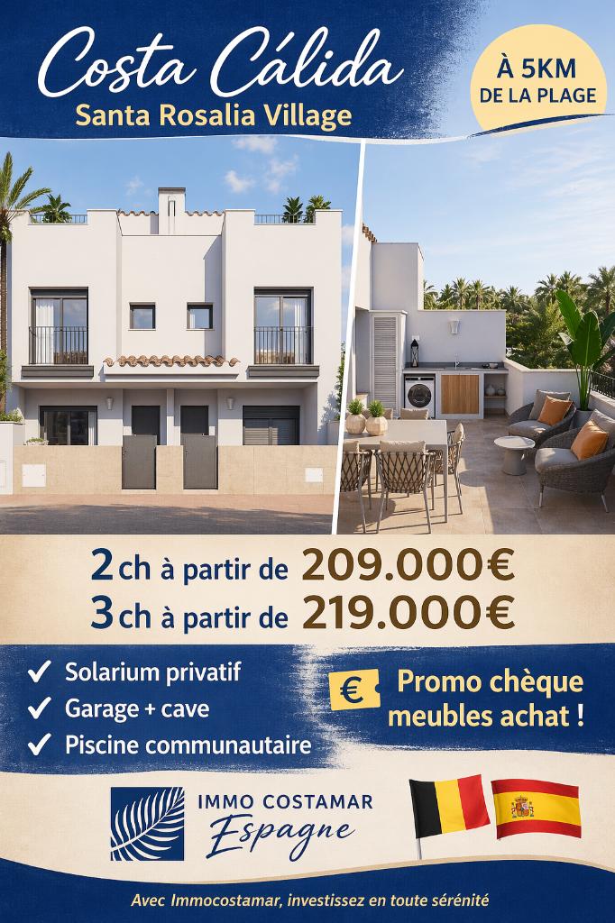 maison a vendre en espagne, Immo, Village, Maison d'habitation, 80 m², Costa Calida