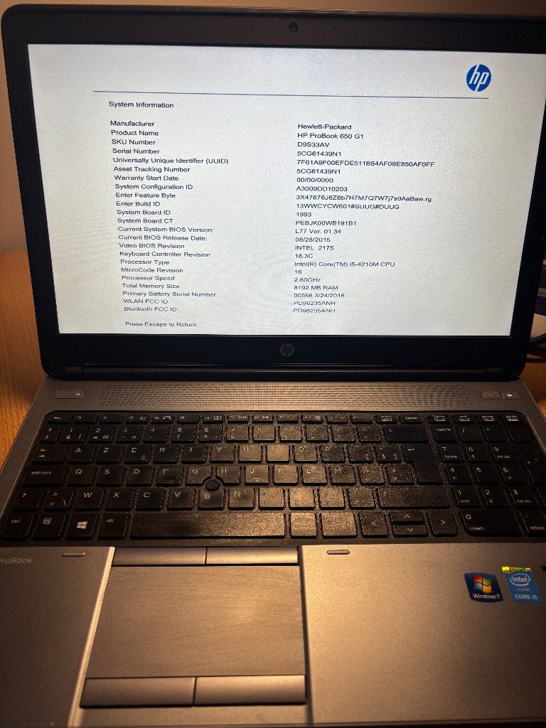 HP Laptop 650 G1, 8 GB, Enlèvement, SSD, Azerty