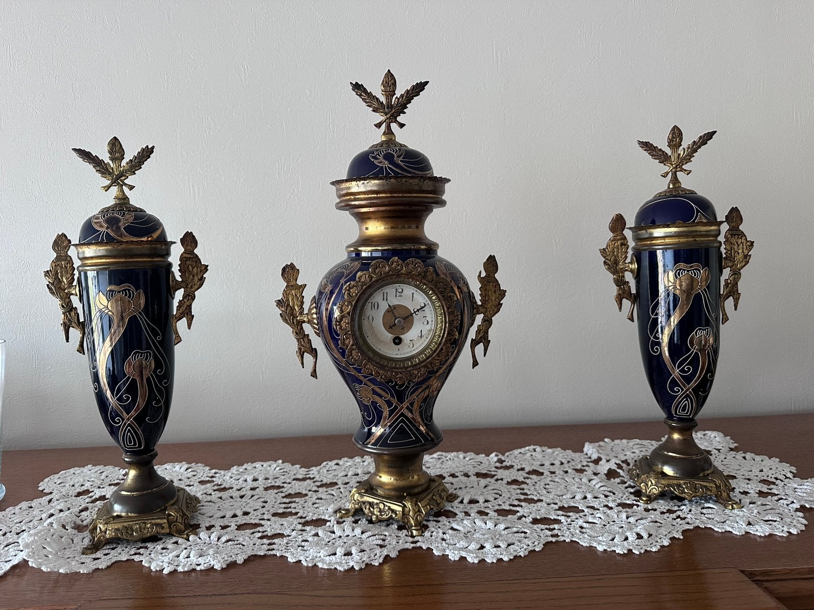 Antieke Art Nouveau schouwgarnituur, Antiek en Kunst, Ophalen